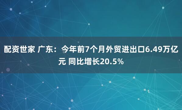 配资世家 广东：今年前7个月外贸进出口6.49万亿元 同比增长20.5%